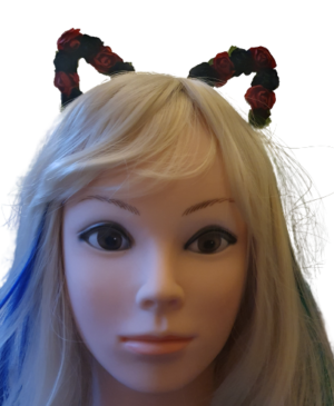 Black and Red Flower Cat Ear Headband