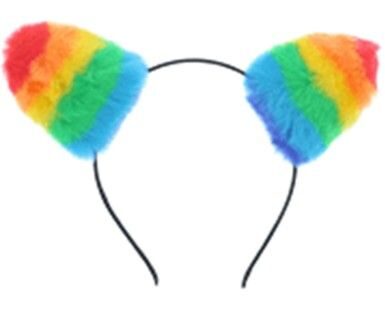 Rainbow Fluffy Cat Ears Headband - Image 2
