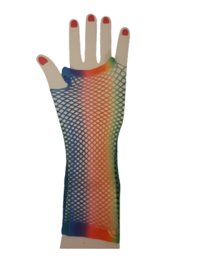 Rainbow Pride Fishnet Gloves