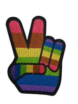 Rainbow Pride Peace Hand Patch (Black)