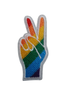 Rainbow Pride Peace Hand Patch (White)