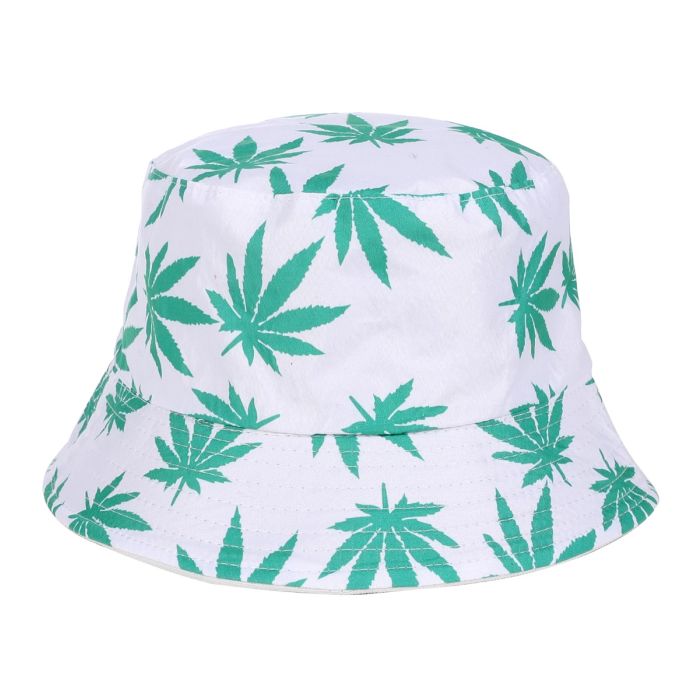 White and Green Cannabis Leaf Bucket Hat - Image 2