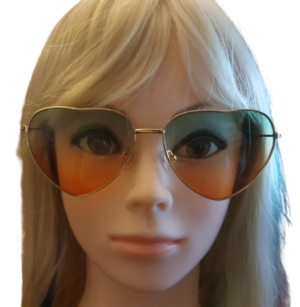 Green/Orange Two Tone Heart Sunglasses