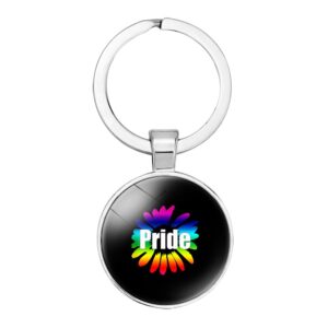 Rainbow Flower Pride Stainless Steal Keyring