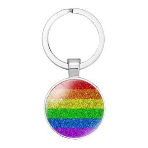 Glitter Rainbow Pride Stainless Steel Keyring