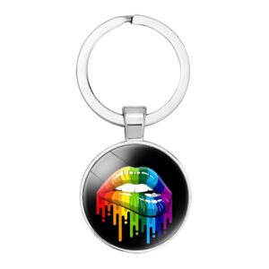 Rainbow Lips Stainless Steel Keyring