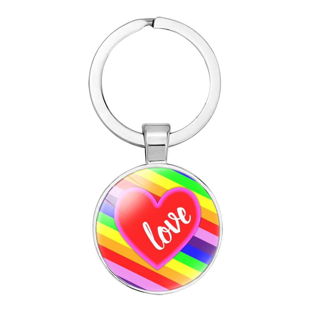 Rainbow Love Heart Stainless Steel Keyring