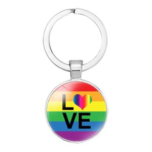 Love Pride Rainbow Stainless Steel Keyring