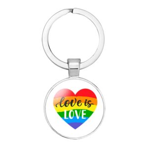 Love is Love Rainbow Heart Stainless Steel Keyring