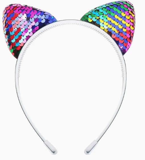 Rainbow Sequin Cat Ears